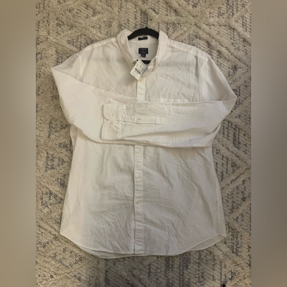 J. Crew Men's Flex Oxford Slim White Casual Button Down Shirt